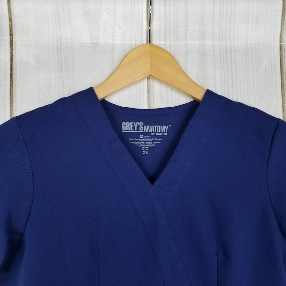 Grey's Anatomy Dark Blue Nurses Medical Scrub Top - Picture 3 of 7